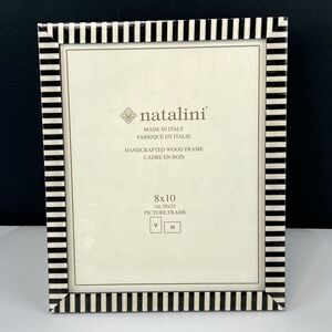 Natalini - ‘Black & White stripe’ wood picture frame. 8” x 10”. NWT.